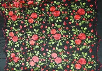 LASUI augstākās kvalitātes Svārki kleitu modes audums labs-izskatās Melns acu Rožu izšuvumu mežģīņu auduma diy izšūti X0106