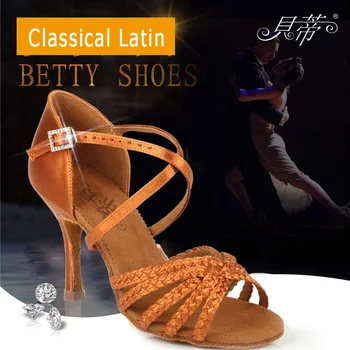 Latīņamerikas deju kurpes sievietei Deju kurpes sieviešu meitene Importēti satīna Augstas kvalitātes profesionālu deju kurpes Dziļa ādas Aušanas ĪLENS