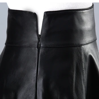 Lautaro melns ādas Kroku svārki sievietēm ar Augstu starām. mākslīgās ādas svārki Plus izmēra apģērbu sievietēm Ceļa garums svārki 6xl