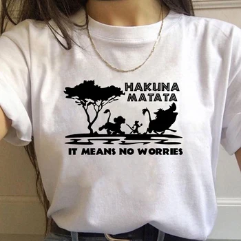 Lauva Karalis T Krekls Hakuna Matata Harajuku Sieviešu T 90s Vasaras Drukāt Gadījuma Sieviešu Homme Top Tee Smieklīgi T-krekls Dropship