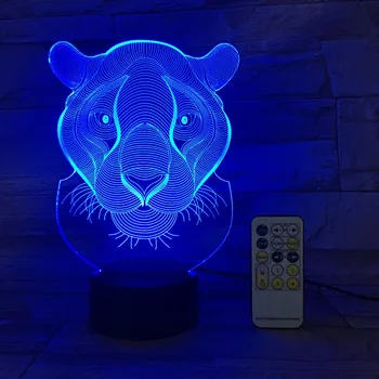 Lauva, Tīģeris TĀLVADĪBAS Remote Touch Vadības 3D Dekoru USB Lampas Bērnu Rotaļu Dāvanu Gultas Luminarias 7 Krāsas, Flash Mainīt LED Nakts Gaisma
