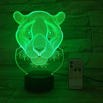 Lauva, Tīģeris TĀLVADĪBAS Remote Touch Vadības 3D Dekoru USB Lampas Bērnu Rotaļu Dāvanu Gultas Luminarias 7 Krāsas, Flash Mainīt LED Nakts Gaisma