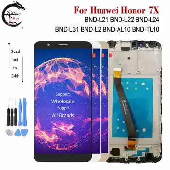 LCD Ar Rāmi Huawei Honor 7X ZB-L21 ZB-L22 ZB-L24 Pilna LCD Honor7X ZB-L2 Ekrānu skārienjūtīgu Digitizer Montāža