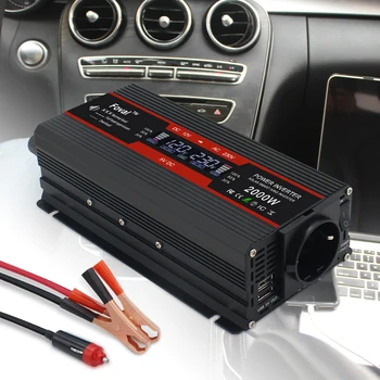 LCD displejs auto inverter DC 12V uz AC 220V 1500W/2000W/2600W lādētāju transformador sprieguma pārveidotājs ES ligzda auto piederumi