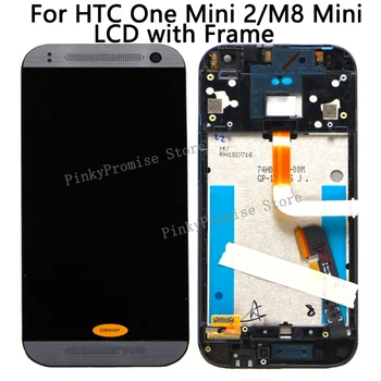 LCD displejs Priekš HTC One Mini 2 Displeju, Touch Screen Digitizer ar Rāmi HTC One Mini 2 LCD M8 Mini Displeja Nomaiņa