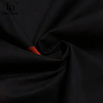 LD LINDA DELLA 2020 Rudens Modes Dizaineru Eleganto Melni Svārki Sievietēm ar Augstu vidukļa Kroku Kokvilnas-Line Midi Svārki