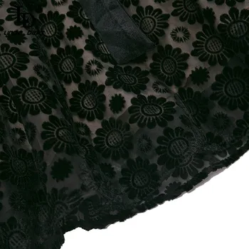 LD LINDA DELLA Modes Dizaineru Rudens Sieviešu Vintage Mini Kleita Melnā Mežģīņu Raibs Izšuvumi Siksnas Līnijas Īsā Kleita