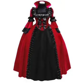 (LE003) Halloween Cosplay garām Piedurknēm Cosplay Kostīmi Gothic Viktorijas Raganu Kleita Bumbu Kleita Karaliene Lolita Kleita