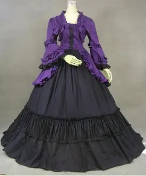 (LE003) Halloween Cosplay garām Piedurknēm Cosplay Kostīmi Gothic Viktorijas Raganu Kleita Bumbu Kleita Karaliene Lolita Kleita