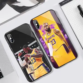 Lebrons DŽEIMSS Karalis basketbola sporta segtu būtiska coque Telefonu Gadījumā Rūdīts stikls iphone 5C 6S 6 7 8 plus X XS XR 11 PRO MAX