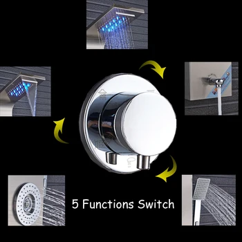 LED 6 FunctionsWaterfall Dušas Panelis Sienas Uzstādīta Vannas istabā, Dušas Jaucējkrāns Dušas Panelis Kolonnu Ar Rokas Miglotājs