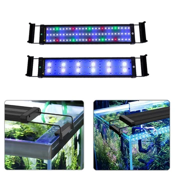 LED Akvārija Gaismas Pilna Spektra Ūdens Lampas Augu 30-135cm (Extensible Klipu par Lampu Zivju Tvertnes Vāciņu, Gaismas, ES UK Plug