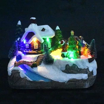 LED Apgaismojums Mūzikas Ziemassvētki Ciematu Māju Brīvdienu Rotājumi Ziemassvētku Dāvanu Bērniem Luminiscentās Māja Town Ēkā Karstā Pārdot