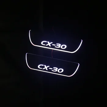 LED Auto Pretnodiluma Plāksnes Apdari Pedāli, Durvis, Palodzes Ceļu Pārvietojas Laipni Gaismu Mazda CX30 CX-30 Akrila Aksesuāri
