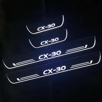 LED Auto Pretnodiluma Plāksnes Apdari Pedāli, Durvis, Palodzes Ceļu Pārvietojas Laipni Gaismu Mazda CX30 CX-30 Akrila Aksesuāri