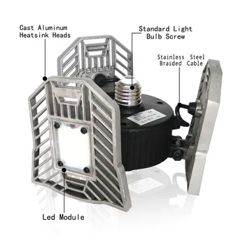 Led Deformējami Lampa 60W Garāžas light E27 LED Kukurūzas Spuldzes Radara Mājas Apgaismojums Augstas Intensitātes Autostāvvieta Noliktavu, Rūpniecības