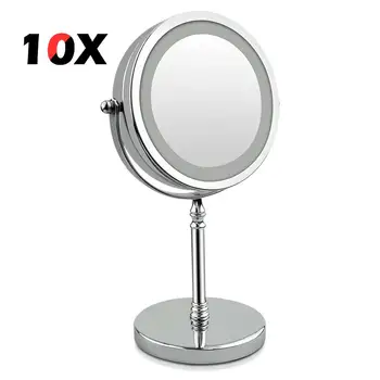 LED dekoratīvās Kosmētikas Spogulis, Kosmētikas Spogulis 7 Collu 10x Dual Sided 360 Grādu Rotējoša Profesionālās Make up Spogulis