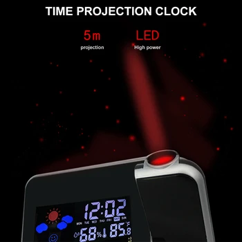 LED Digitālo Projekciju Modinātājs Temperatūras Termometrs Galda Laiks, Datums Displejs Projektoru Kalendāra USB Lādētāju, Galda Led Pulkstenis