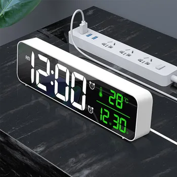 LED Digitālā Modinātājpulksteņi Guļamistabas Gultas Ar Snaudas Ciparu Pulkstenis Smago Gulšņi Dual Pulkstenis Ar USB Lādētāju