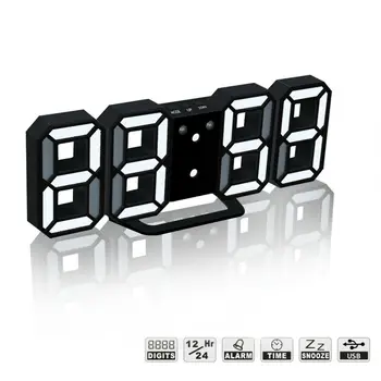 LED digitālā sienas pulkstenis Moderns Dizains Skatīties Pulkstenis modinātājs datums temperatūras gaismas mājās apdare, rāmis, sienas pulkstenis