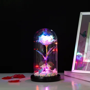 LED Enchanted Galaxy Rožu Mūžīgo 24K Zelta Foliju, Ar Ziedu Pasaku String Gaismas Dome, Par Ziemassvētku Valentīna Diena Dāvanu