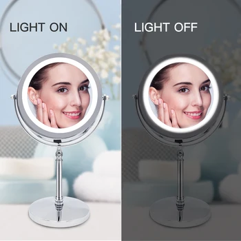 LED Gaismas Aplauzums Spogulis 5X Darbvirsmas Tualetes Spoguli, Double Sided ar Aizmugurgaismojumu Kosmētikas Spoguļi Dropshipping