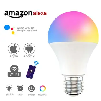 LED gaismas Smart LED Spuldzes RGB Lampas WiFi RGB Krāsu Maiņa App Kontroles Alexa/Google E27 B22