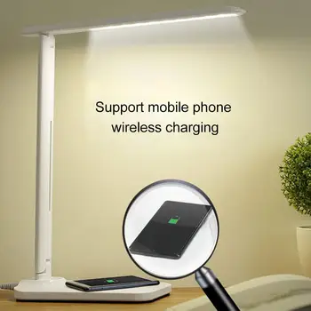 LED Galda Lampa Dimming Galda Lampa Ar QI Bezvadu Lādētāju, USB Izejas Ports Regulējams Gaismas Elastīgu Mūsdienu Biroja Galda Gaismas