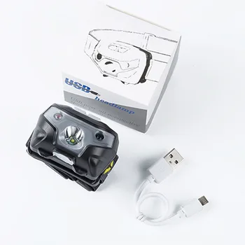 LED Galvas gaismas Mini kabatas lukturītis laternu USB Lādējamu spēcīgu Galvas lampas Žestu Sensors Ūdensizturīgs vadītājs lāpu Āra