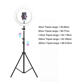 LED Gredzens Gaismas Grims Selfie Foto Studija Hops Gaismu, lai Tik Tok Youtube VK Video Apaļā Lampa ar Statīvu Tālruņa Turētājs