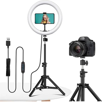 LED Gredzens Gaismas Grims Selfie Foto Studija Hops Gaismu, lai Tik Tok Youtube VK Video Apaļā Lampa ar Statīvu Tālruņa Turētājs