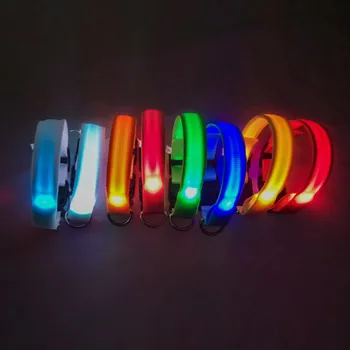 LED kaklasiksna Droša Apkakle Suņiem Kucēni Drošības Anti-zaudēja Mirgo Neilona Suņu Kakla siksnas, Pavadas LED Piederumi, Mājdzīvnieku Produktiem M