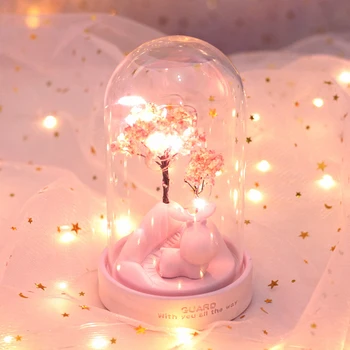 LED Karikatūra Sveķu Nakts Gaisma Aizbildnis Briežu Sakura ziedu Star lampas Romantiska Guļamistaba Dekori, Zēns, Meitene, Bērniem, Dzimšanas dienu, Ziemassvētki, Dāvanu