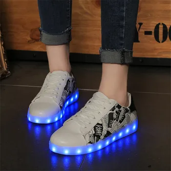 LED kurpes 8 Krāsas chaussures Unisex usb Uzlādes Led Gaismas apavi, kas Izstaro Gaismas Vīriešu pāris Čības deju Gadījuma Shoes882