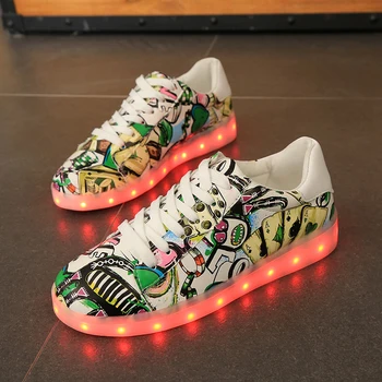 LED kurpes 8 Krāsas chaussures Unisex usb Uzlādes Led Gaismas apavi, kas Izstaro Gaismas Vīriešu pāris Čības deju Gadījuma Shoes882