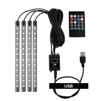 LED Lentes RGB Gaismas Interjera Atmosfēru Dekoratīvu Kāju Lampa Ar USB Bezvadu Tālvadības Mūzikas Vadības Vairāki Režīmi Auto