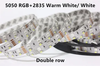 LED Lentes RGBW 5050 RGB+2835 Silti Balta/ Balta 12V elastīga gaismas Dubultās Rindas 120Leds/m 5m Dubultu Rindu LED Lentes #520