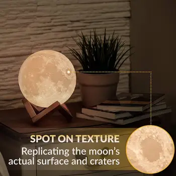 LED Nakts Gaisma 3D Mēness Lampas Tālvadības pulti, Uzlādējamās 16 Krāsu Touch Aptumšojami Mēness Lampas Bērnu Lukturi ar Koka Stends