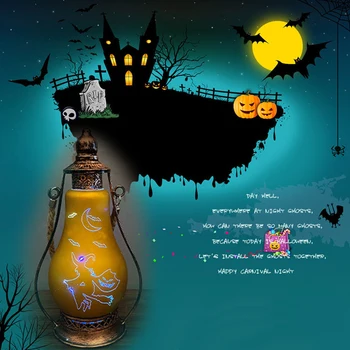 LED Nakts Gaisma Halloween Retro Nelielu Eļļas Lampas Halloween Dekoratīvās Mājas 