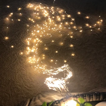 LED String light Sudraba Stieples Pasaku silts balts Vainags Mājās, Kāzu svinības, Ziemassvētku Rotājumi, kas Darbināmi Ar Akumulatoru Mīklā USB 2M