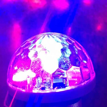 LED USB Auto Apkārtējās Gaismas 5V RGB Mini 3W Posmā Svētku Gaismas DJ Krāsu Chang Skaņas Aktivizēta Crystal Magic Mūzikas Apdare, Led