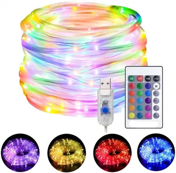 LED Virves Gaismas RGB Krāsu Maiņa String Lukturi ar 4 Režīmi 16Colors USB Powered Virves dienas Gaismas lampa ar Tālvadības Ūdensizturīgs Puse