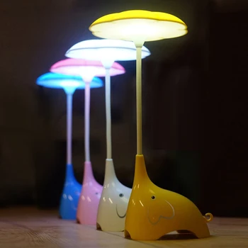 LEDGLE 0.8 W LED Galda Lampa Praktiskā Gultas Lampa, Uzlādējams Nakts Gaisma ar Cute Elephant Formas, 3 Spilgtuma Līmeni, Dzeltena