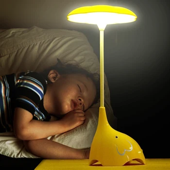 LEDGLE 0.8 W LED Galda Lampa Praktiskā Gultas Lampa, Uzlādējams Nakts Gaisma ar Cute Elephant Formas, 3 Spilgtuma Līmeni, Dzeltena