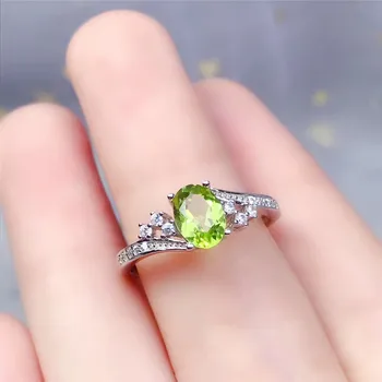 LeeChee dabas peridots gredzens real 925 cietā sudraba smalkas rotaslietas sievietēm jubilejas dāvanu zaļā gemstonge bezmaksas kuģis