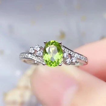 LeeChee dabas peridots gredzens real 925 cietā sudraba smalkas rotaslietas sievietēm jubilejas dāvanu zaļā gemstonge bezmaksas kuģis