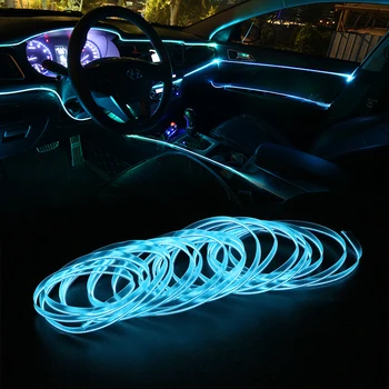 LEEPEE Elastīgu Neona EL Vadu Auto stils Automašīnas 12V LED Aukstā gaismas 5m Auto Lampas Dekoratīvās Lampas Gaismas joslas