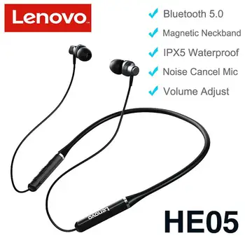 Lenovo HE05 Bezvadu Austiņas IPX5 Ūdensizturīgs Sporta Bluetooth Austiņas Sweatproof Earbuds ar Mic Trokšņa Slāpēšanas Austiņas