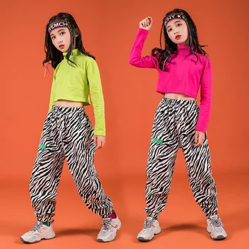 Leopard Bikses Zēniem Meitenes 10 12 14 gadus Hip Hop Kostīmi Bērniem Džeza Iela Dancewear Drēbes, Dejas Skatuves Šovs