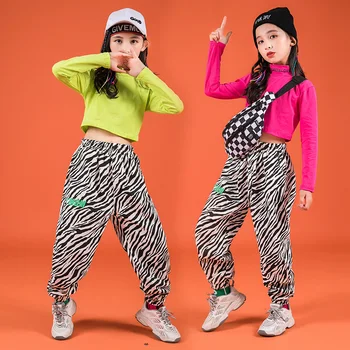Leopard Bikses Zēniem Meitenes 10 12 14 gadus Hip Hop Kostīmi Bērniem Džeza Iela Dancewear Drēbes, Dejas Skatuves Šovs
